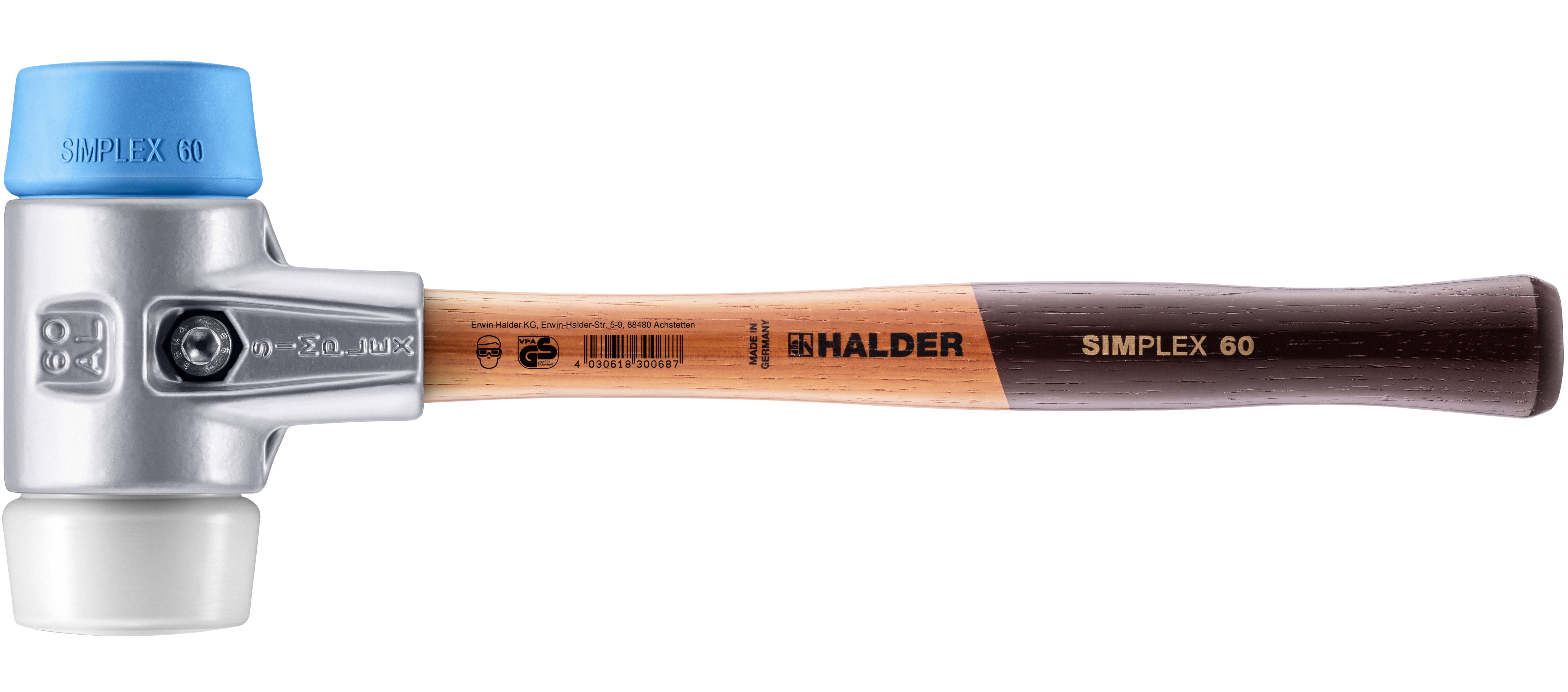 HALDER SIZE 60 SIMPLEX MALLET WITH ALUMINUM HOUSING AND BLUE SOFT