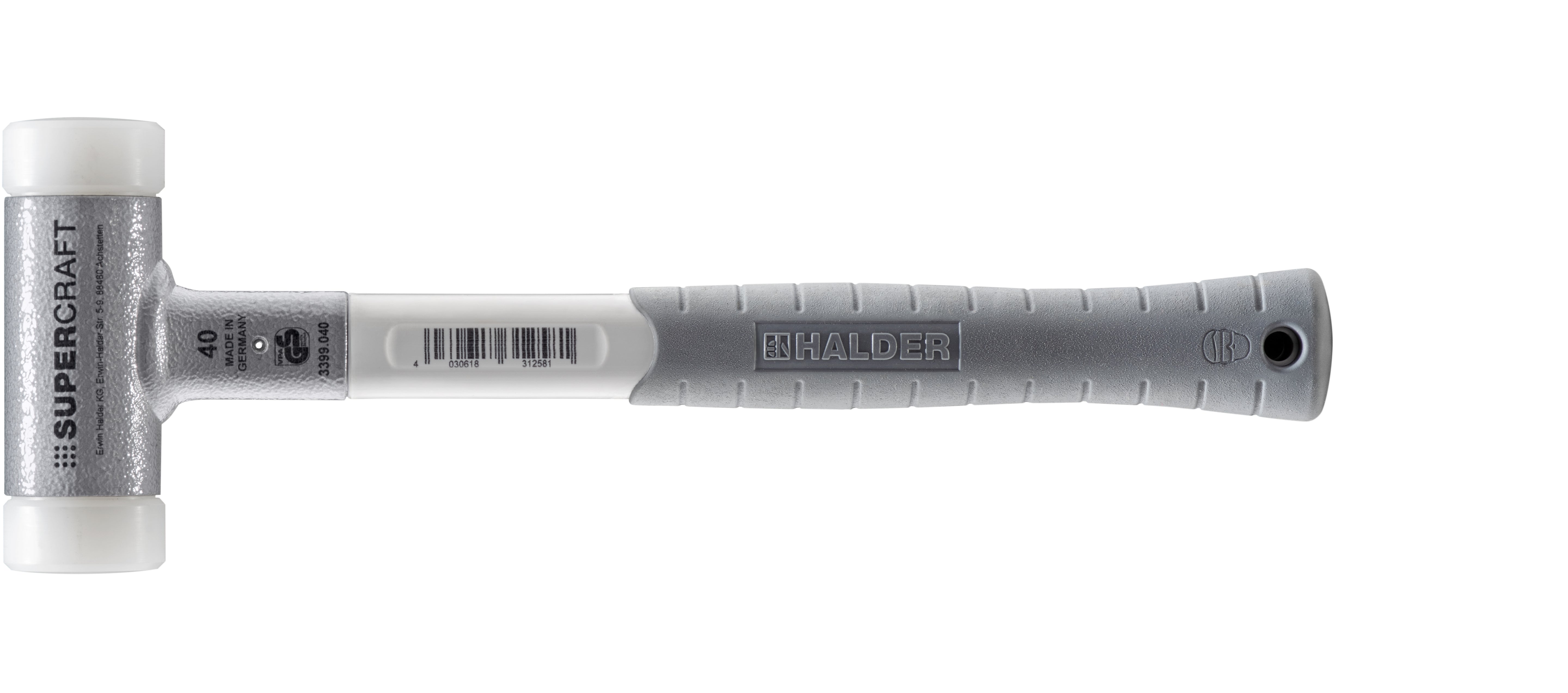 HALDER SIZE 40 SUPERCRAFT-MALLET NON-REBOUND, WITH FIBERGLASS HANDLE & RUBBER GRIP, SIZE 1.57" NYLON FACES | 3399.040