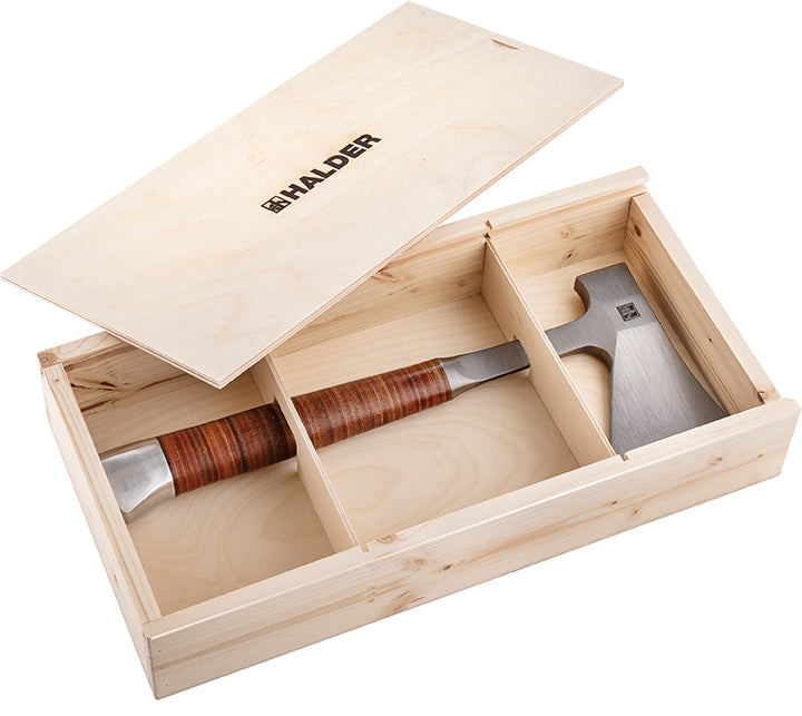 HALDER HAND AXE, LEATHER GRIP W/ WOODEN BOX | 3555S001