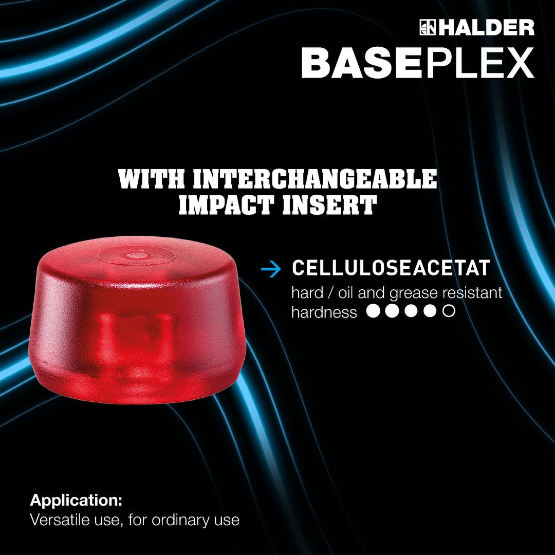 HALDER SIZE 50 BASEPLEX HAMMER WITH RED PLASTIC & OFFWHITE NYLON INSERTS | 3968.050