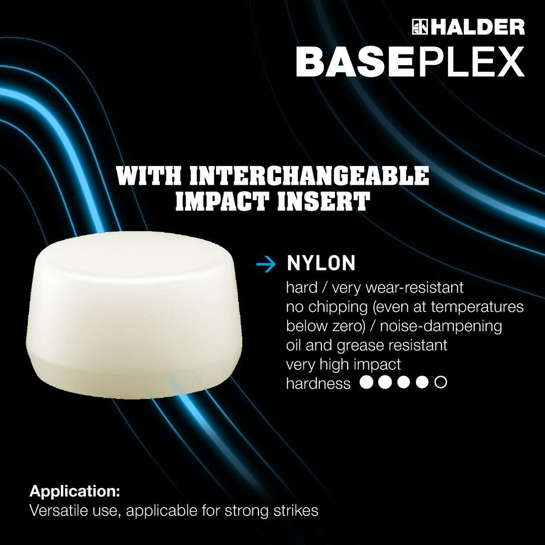 HALDER SIZE 50 BASEPLEX HAMMER WITH RED PLASTIC & OFFWHITE NYLON INSERTS | 3968.050