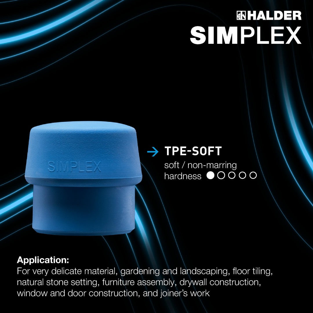 HALDER SIZE 60 SIMPLEX MALLET WITH SIZE 2.36"BLUE SOFT RUBBER & GREY RUBBER FACES | 3013.060