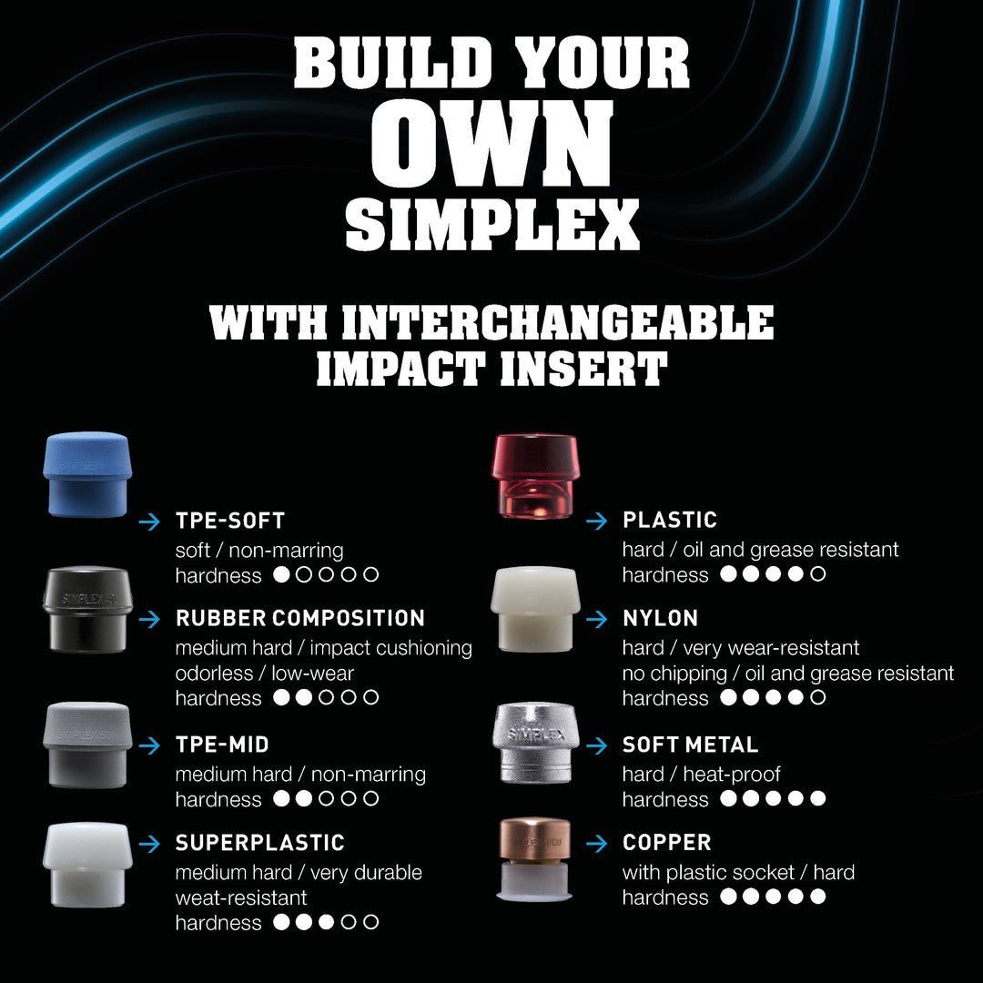 HALDER SIZE 80 SIMPLEX MALLET WITH  3.15 " BLACK COMPOSITE RUBBER FACES | 3002.080