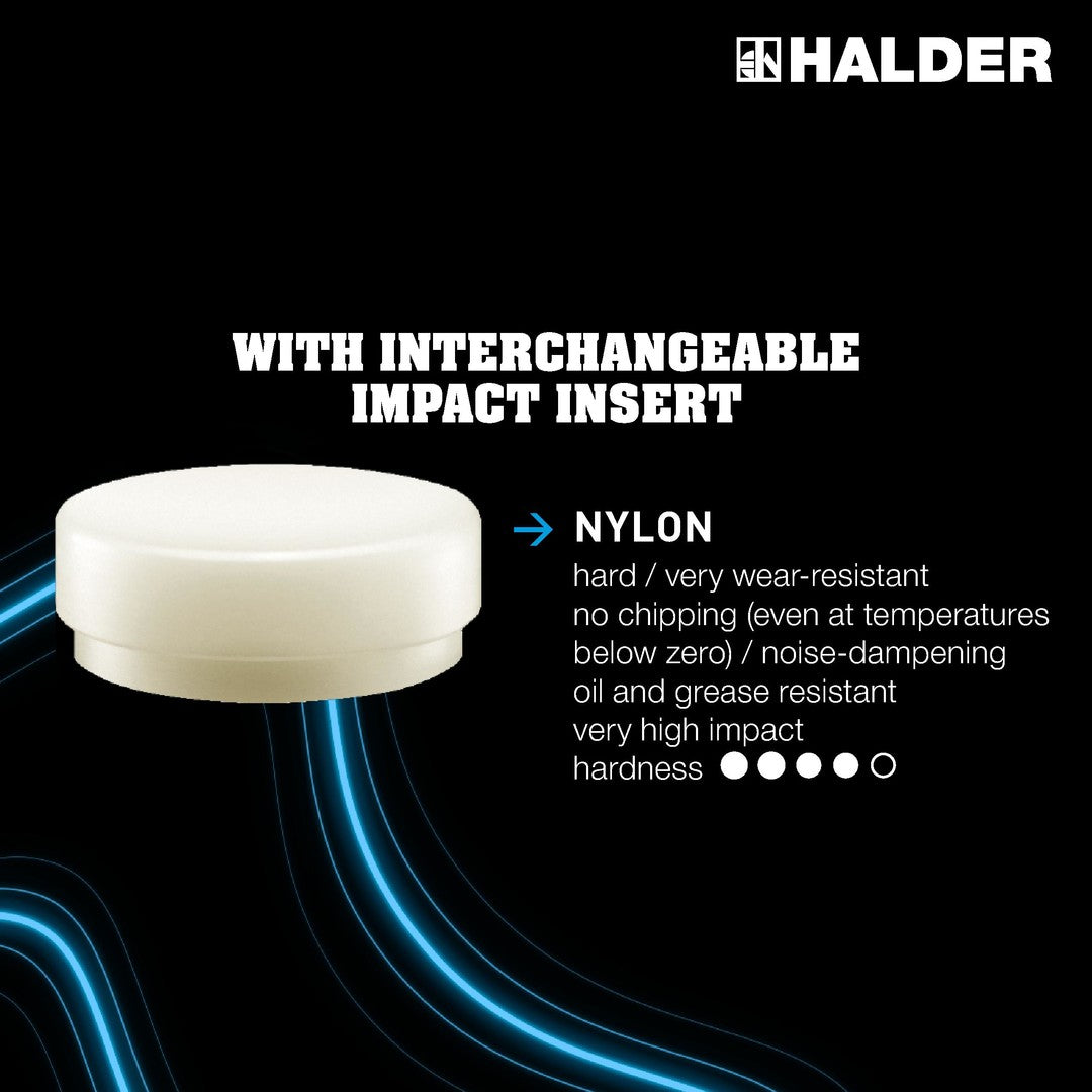 HALDER SIZE 25 SUPERCRAFT-MALLET NON-REBOUND, HICKORY HANDLE, SIZE .98" NYLON FACES | 3366.025