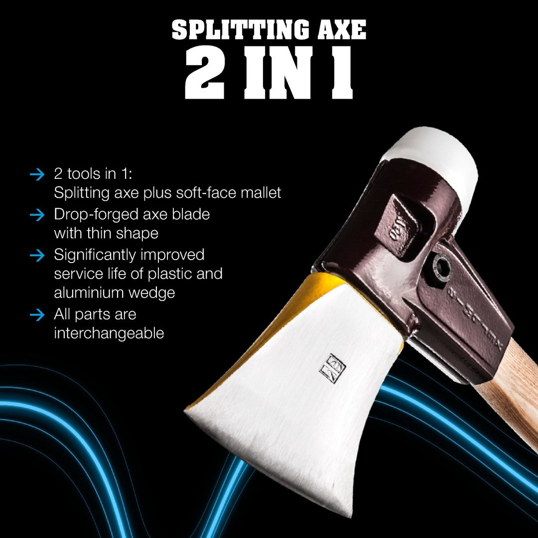 HALDER SIZE 50 SIMPLEX SPLITTING AXE WITH 1 WHITE SUPERPLASTIC FACE & 1 YELLOW SPLITTING INSERT & 685 MM HICKORY HANDLE |3007.750